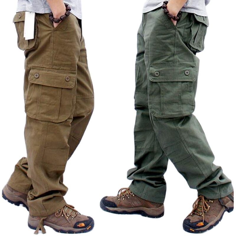 Men&#39;s Cargo Pants Mens Casual Multi Pockets Military Tactical Pants Men Outwear Straight slacks Long Trousers Large size 42 44