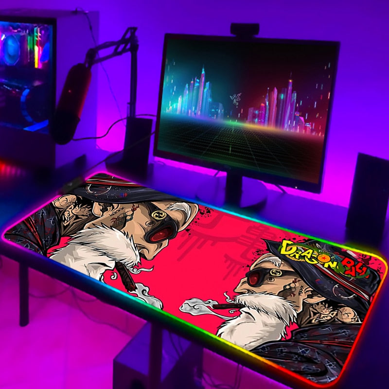 RGB Mouse Pad DBZ Dragonball Gaming Desk Accessories Anime Carpet Deskmat Keyboard Mat LED Mousepad Laptops Pads Pc Cartoon Mats