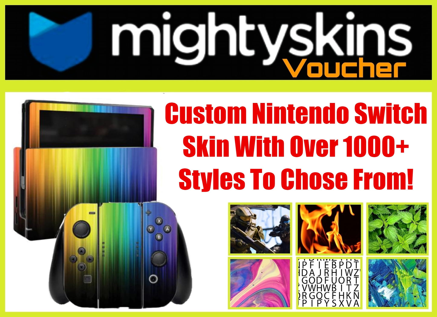 Nintendo Switch with Neon Blue and Neon Red Joy Con with MightySkins Voucher - Limited Bundle (JP Edition)